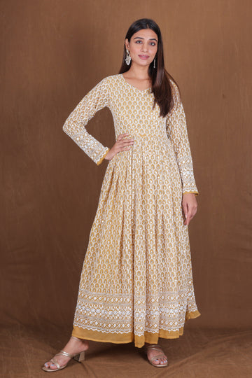 Mustard yellow Hand chikankari work Dress